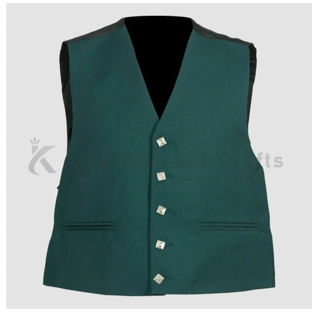 Men's matching green Sheriffmuir waistcoat vest designed for traditional Scottish Highland weddings, ceremonies and formal kilt wear.