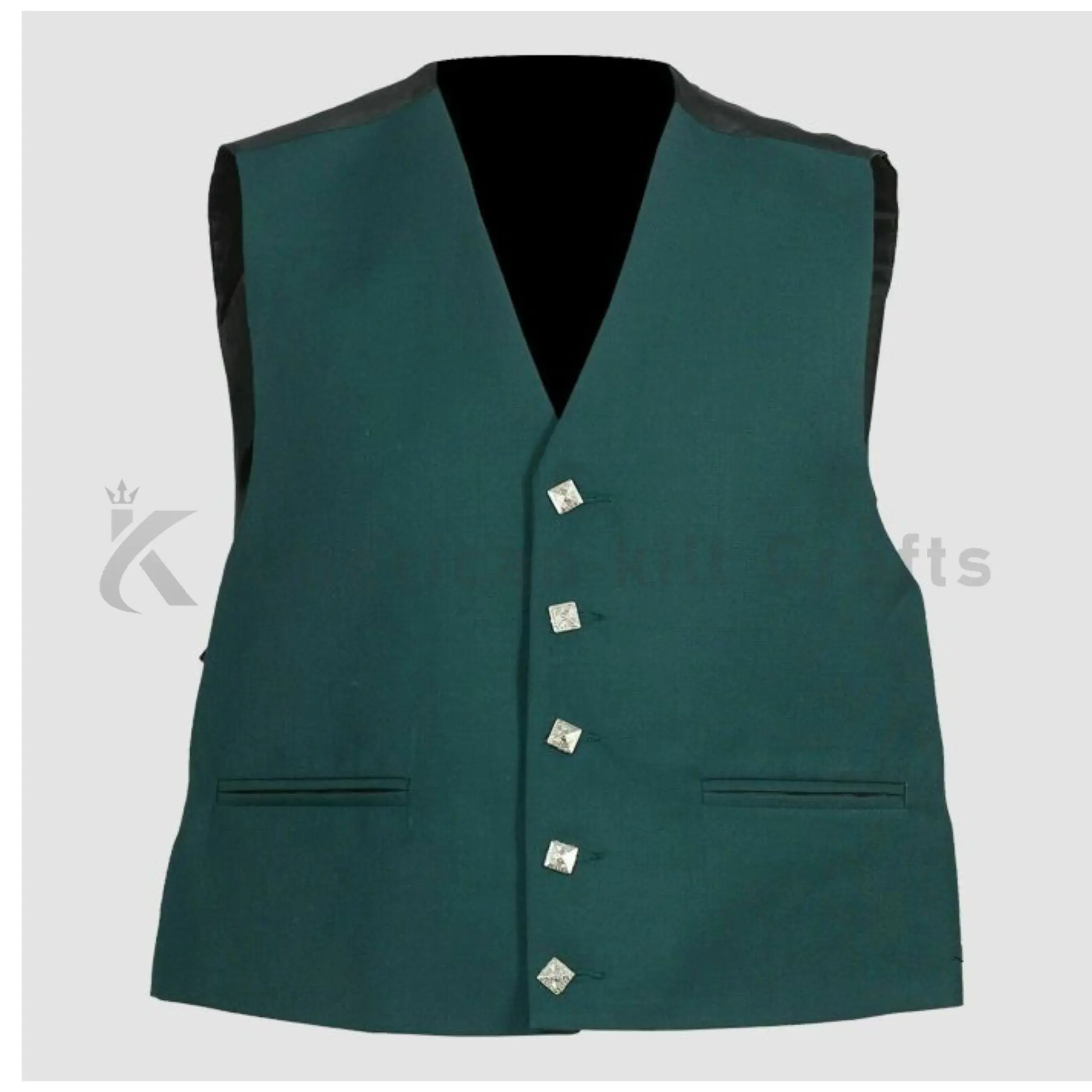 Men's matching green Sheriffmuir waistcoat vest designed for traditional Scottish Highland weddings, ceremonies and formal kilt wear.