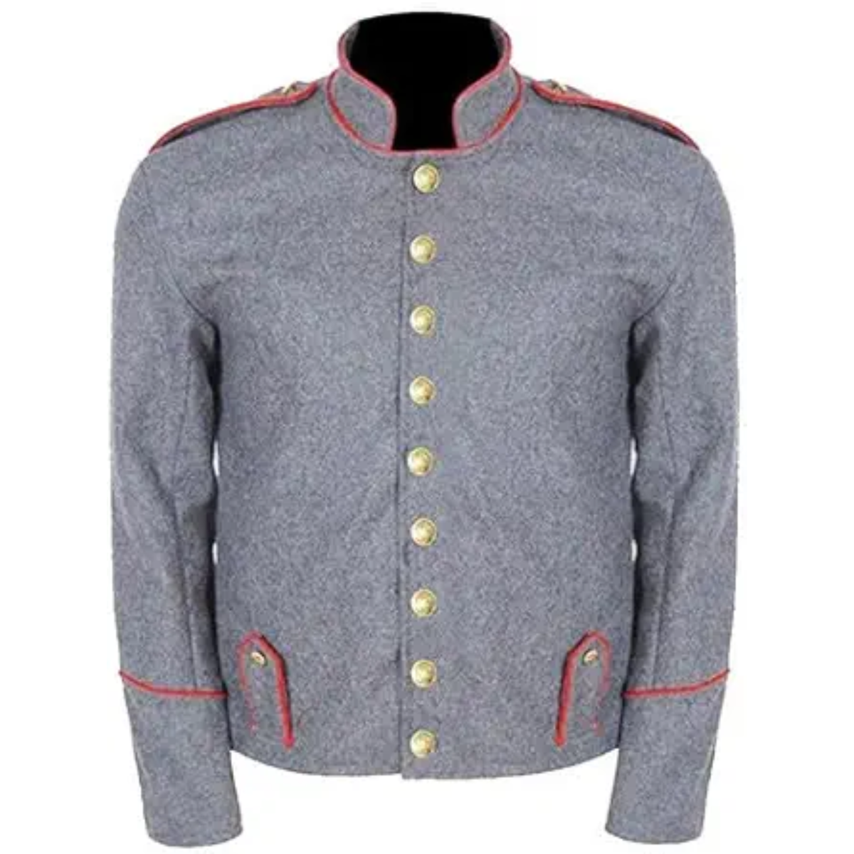 Men’s Grey Civil War Shell Jacket – Virginia Richmond Depot Military Re-enactment Jacket Front View