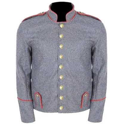 Men’s Grey Civil War Shell Jacket – Virginia Richmond Depot Military Re-enactment Jacket Front View