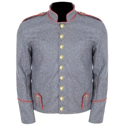 Men’s Grey Civil War Shell Jacket – Virginia Richmond Depot Military Re-enactment Jacket Front View