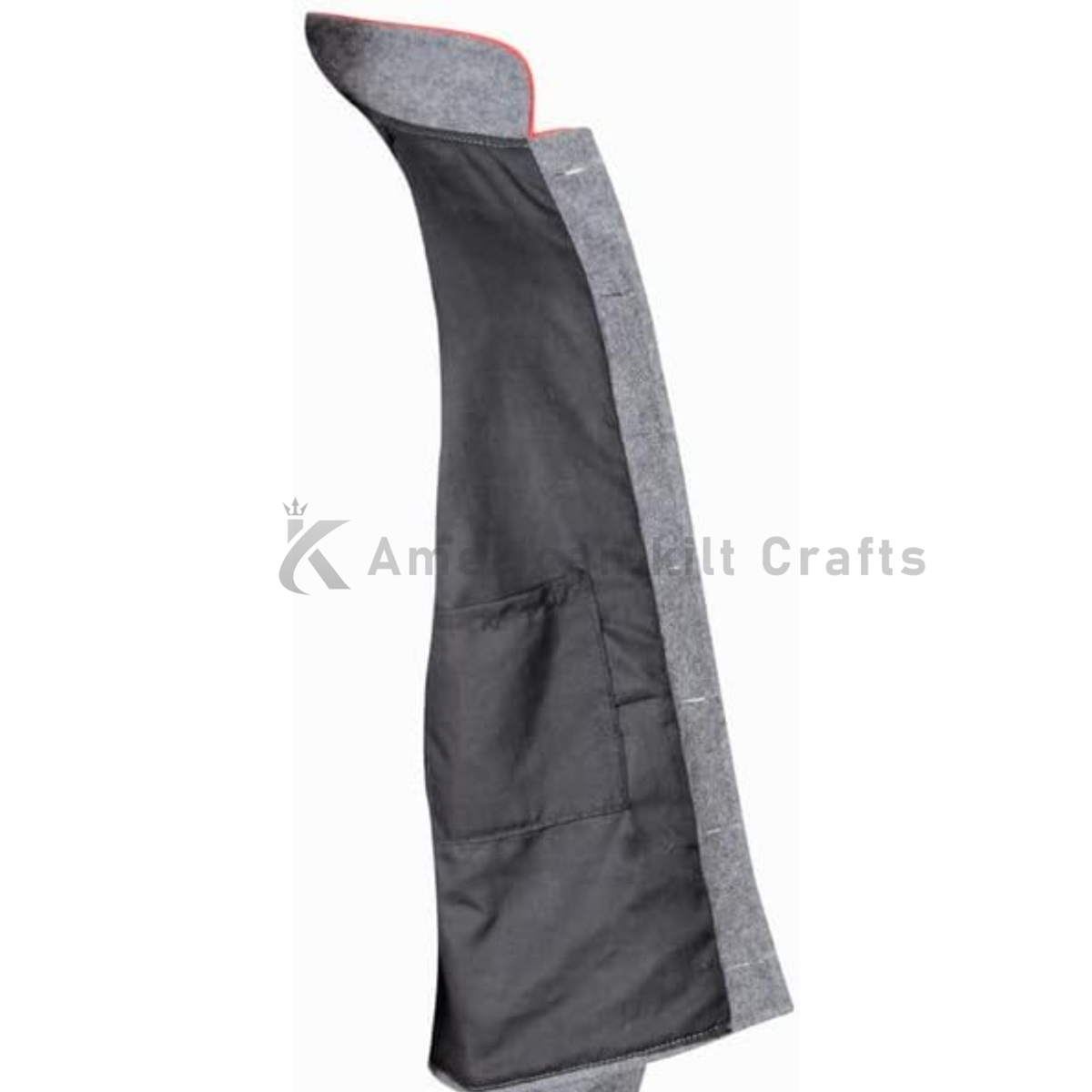 Inner Lining Detail of Men’s Civil War Grey Shell Jacket – Historical Re-enactment Coat