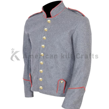 Side Profile of Men’s Grey Civil War Shell Jacket – Richmond Depot Re-enactment Coat