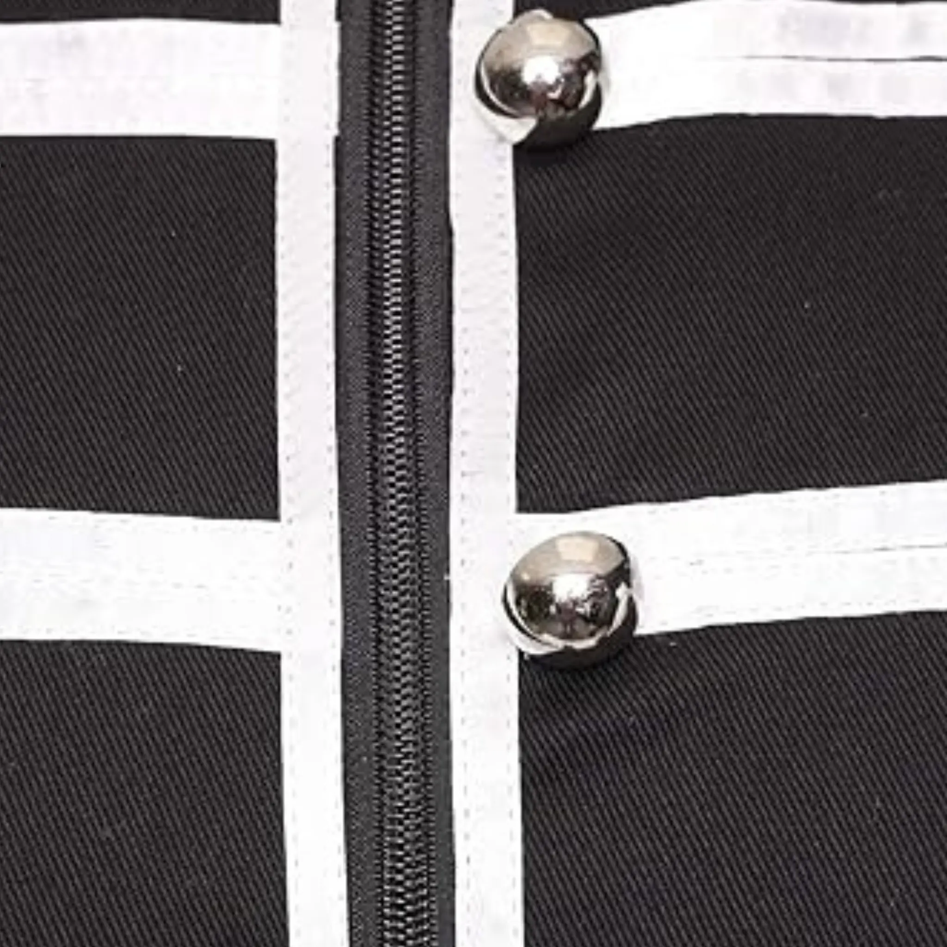 Close-up view of men’s military parade jacket showing decorative buttons, trim, collar, and detailed craftsmanship.