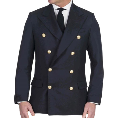 Men’s Prince Charlie double breasted blazer jacket with classic wool tailored fit for formal Highland wear.