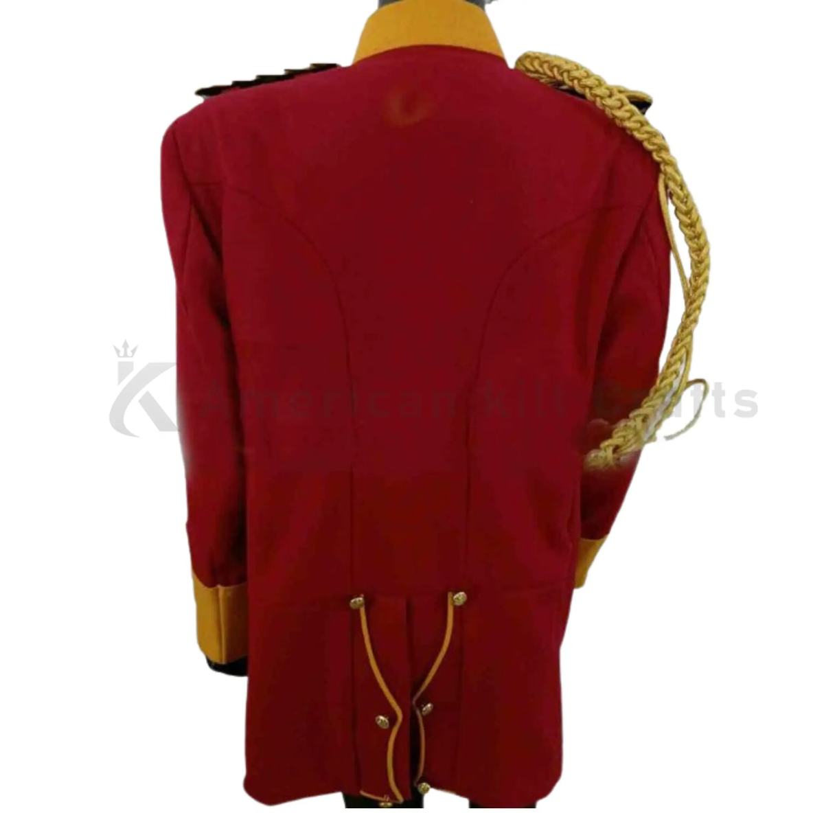 Back view of men’s Prussian Dragoon Napoleon military coat showing clean tailored construction, structured shoulders and historical officer-style detailing.