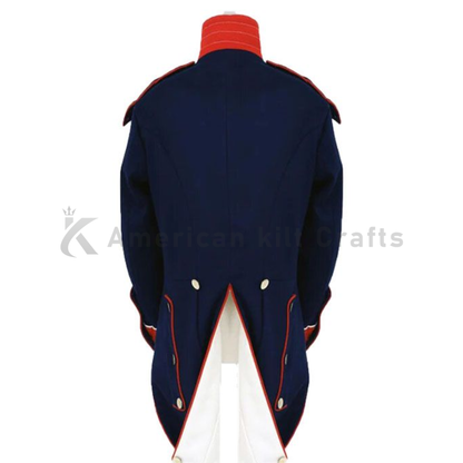 Back view men’s navy wool military jacket Napoleon Civil War officer coat d