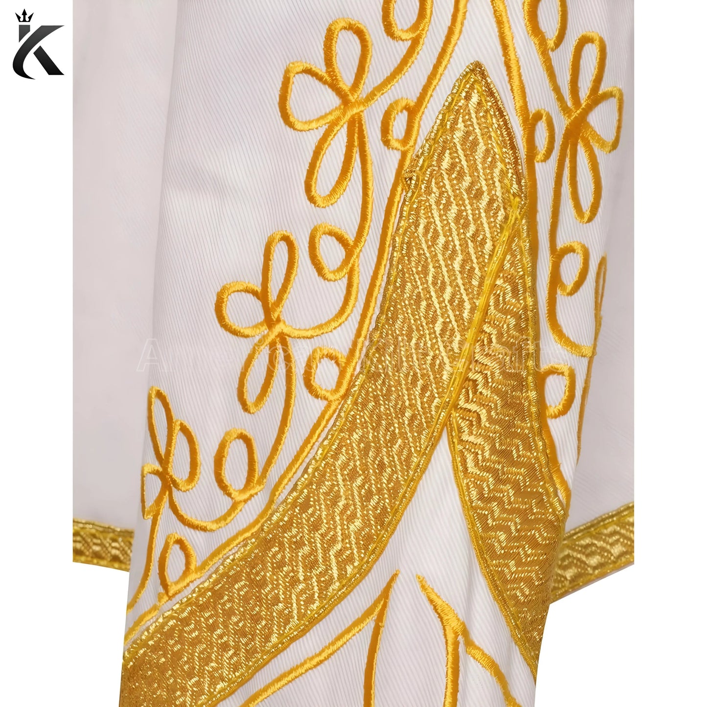 Close-up of military drummer jacket sleeve showing decorative trim, embroidered detailing, buttons, and structured cuff design.