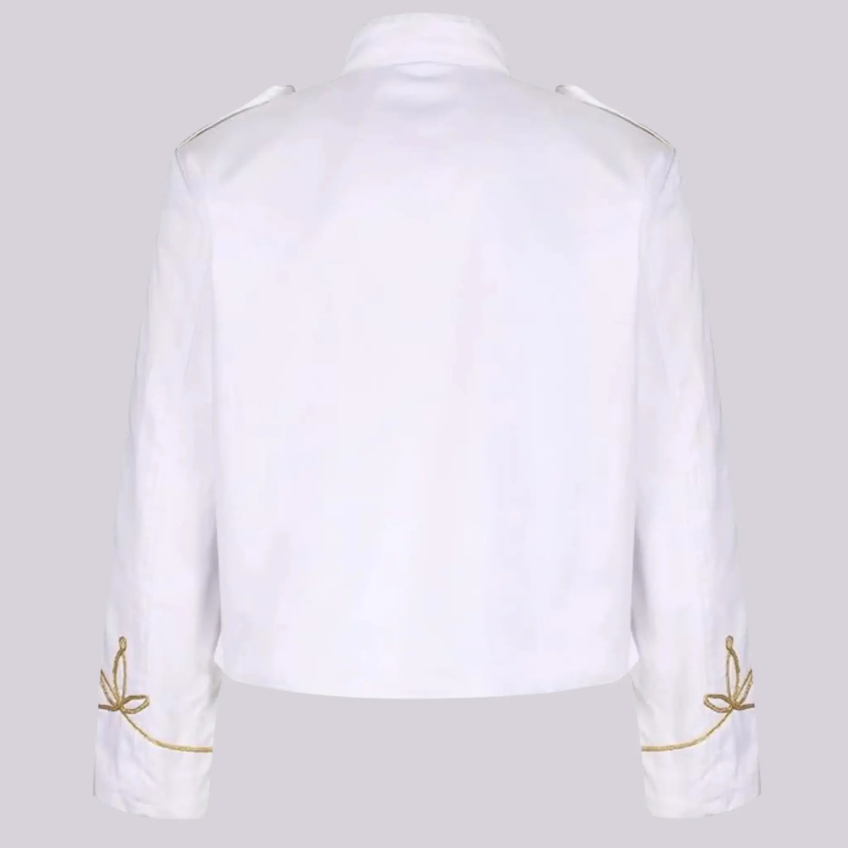 Back view of premium military parade jacket showing the tailored fit and classic formal military design.