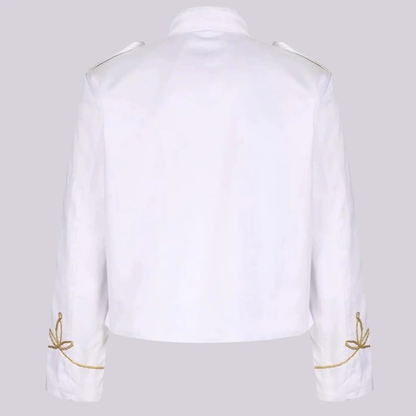 Back view of premium military parade jacket showing the tailored fit and classic formal military design.