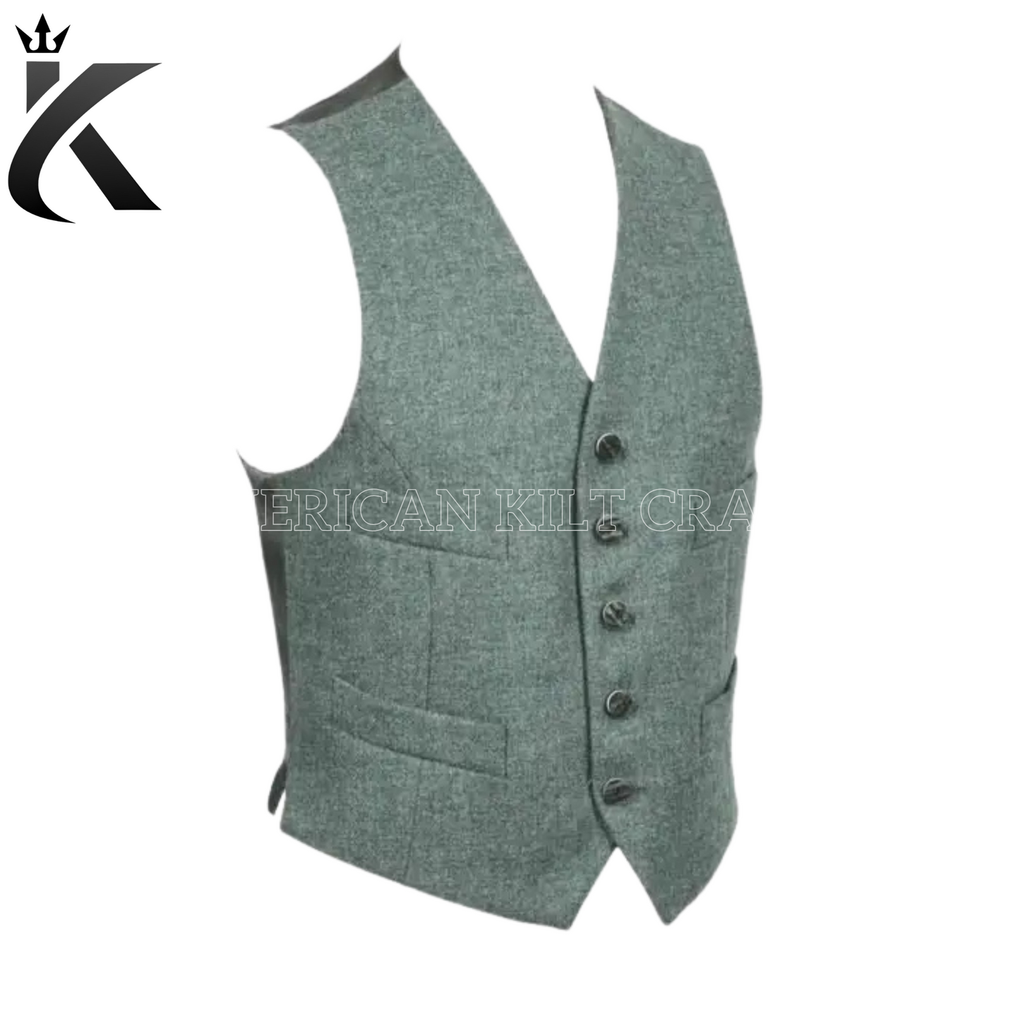 Lovat Green Crail Five Button Vest -Crafted with Celtic Pride