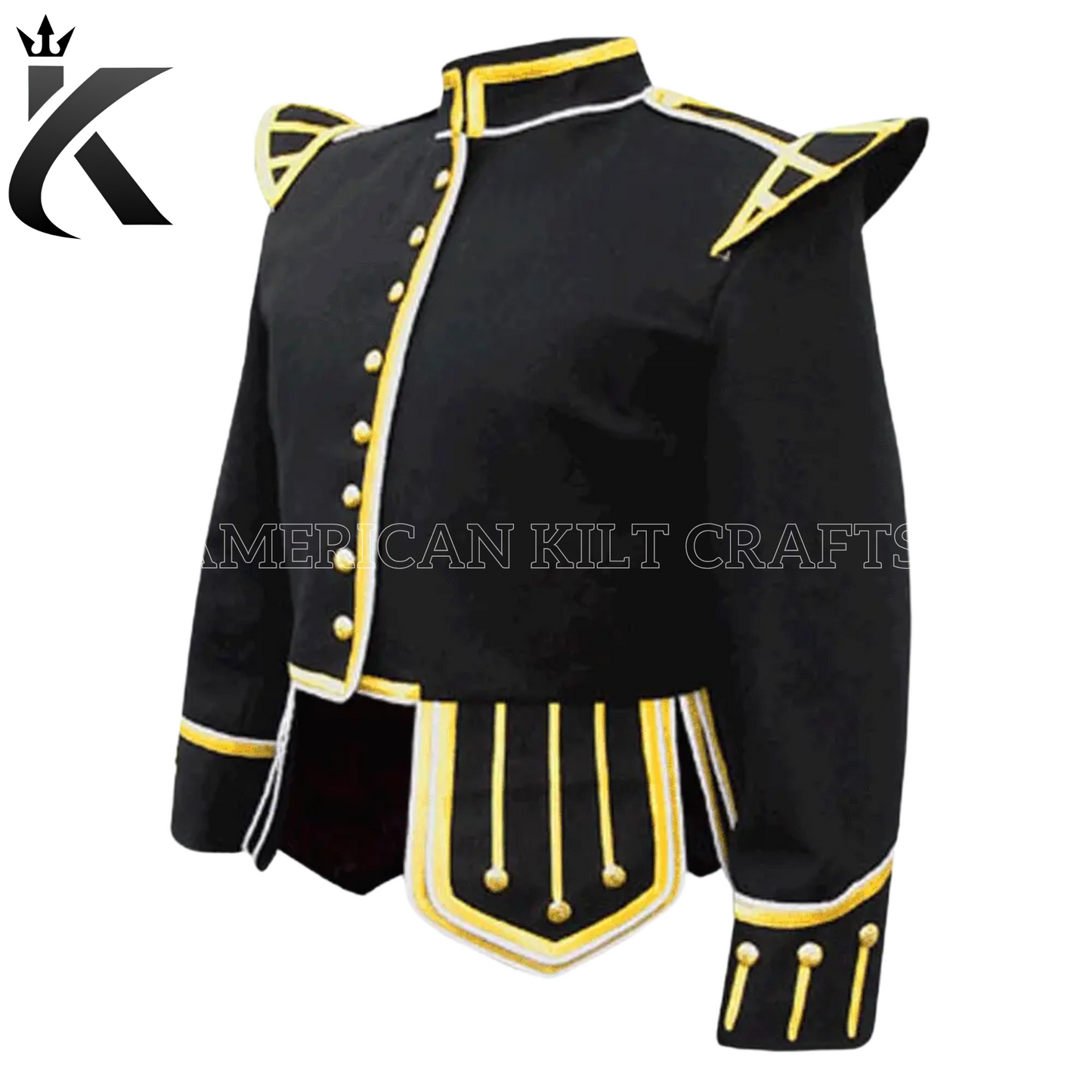 Black Pipe Band Doublet jacket - A Touch of Scottish Elegance