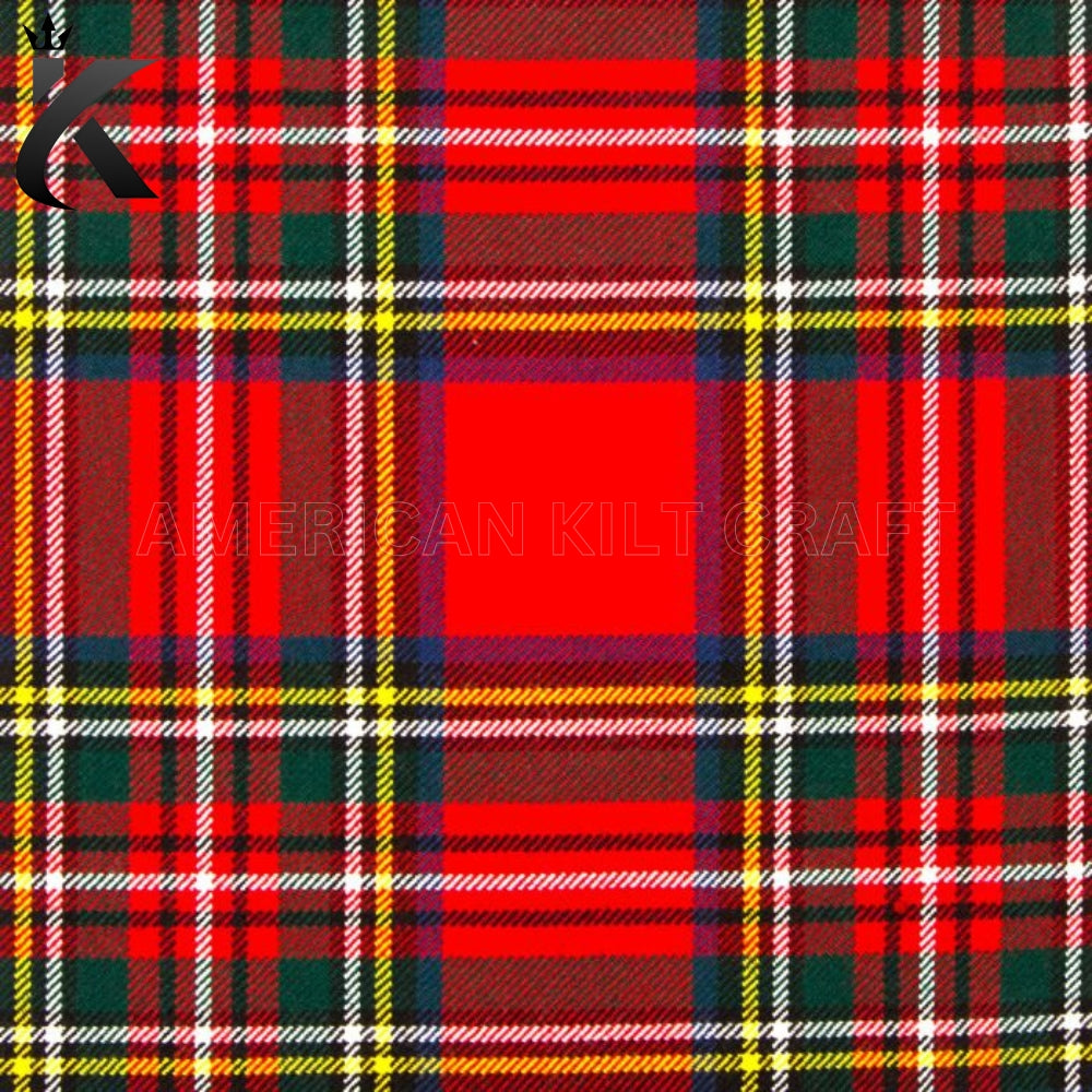 Traditional Royal Stewart Tartan featuring a vibrant red Scottish plaid pattern with green, blue, yellow, and white stripes, ideal for Scottish kilts, Highland dress, and Celtic heritage clothing.