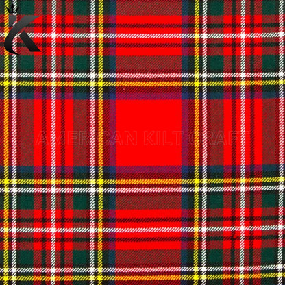 Traditional Royal Stewart Tartan featuring a vibrant red Scottish plaid pattern with green, blue, yellow, and white stripes, ideal for Scottish kilts, Highland dress, and Celtic heritage clothing.