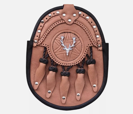 Handmade Leather Sporran – Stag Antler Design Traditional Kilt Pouch