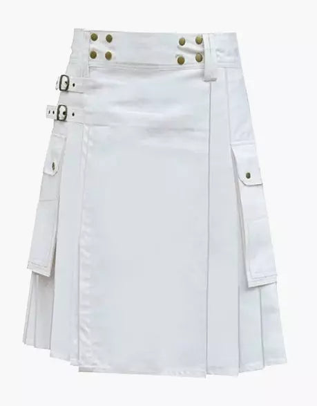 Bespoke  White Traditional Scottish Utility Kilt - Kilt Your World