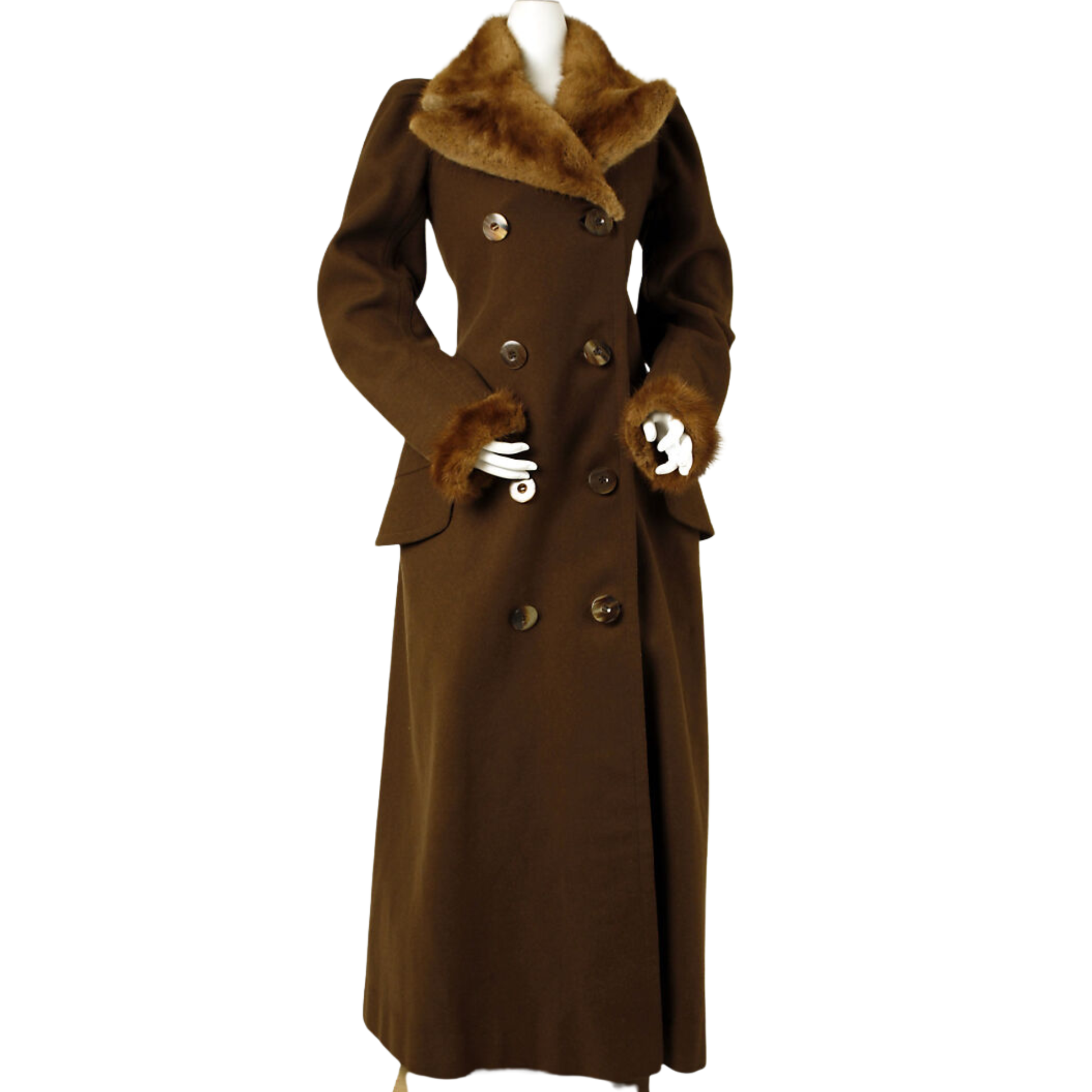 Brown Victorian Ulster overcoat historical full length winter coat