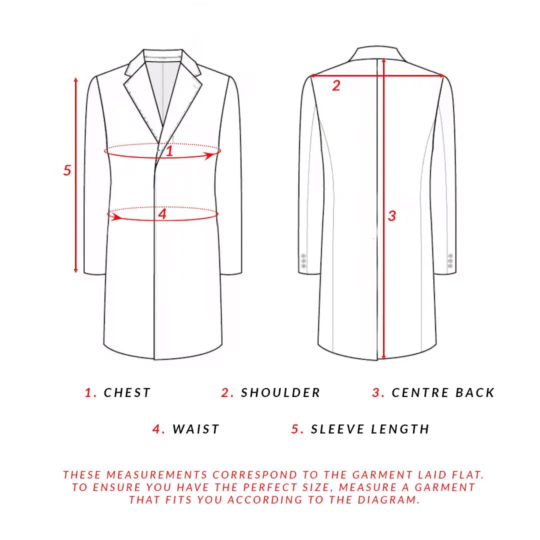 Women’s camel wool blend overcoat size guide showing how to measure bust, shoulders, sleeves and coat length for the best fit.

6. Size Chart
