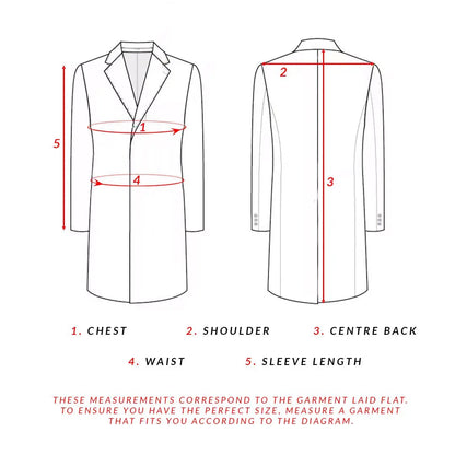 Women’s camel wool blend overcoat size guide showing how to measure bust, shoulders, sleeves and coat length for the best fit.

6. Size Chart